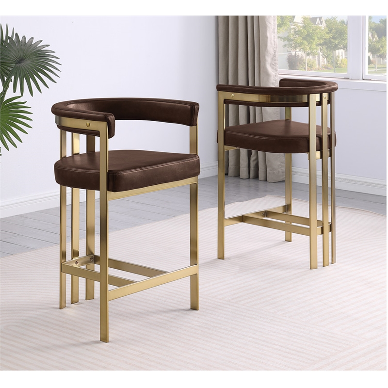 Best Quality Furniture Leathaire Counter Stools with Gold Iron Chrome Base