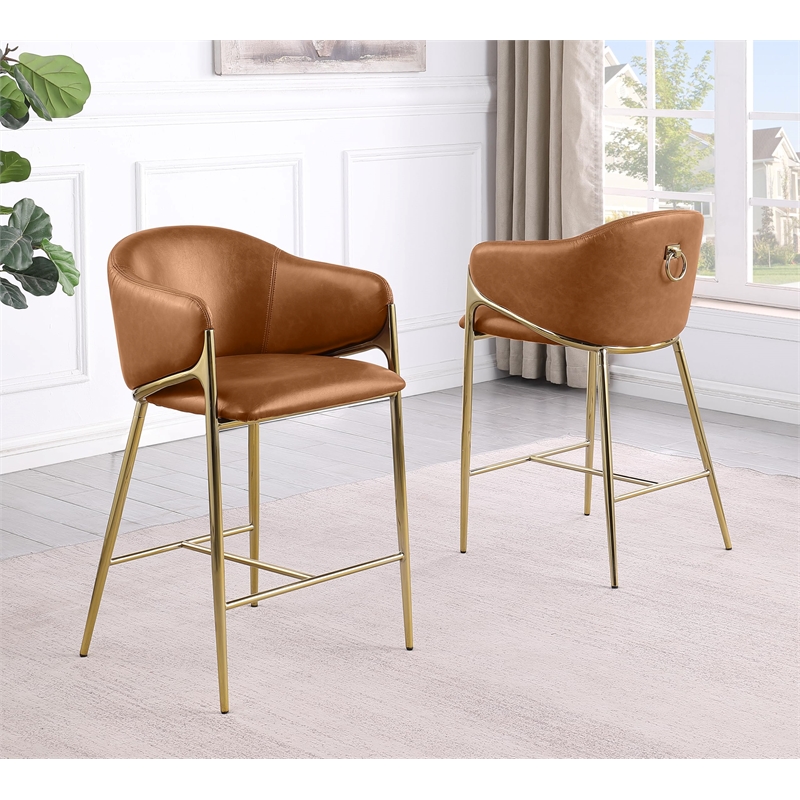 Best Quality Furniture Leathaire Counter Stools with Gold Iron Chrome Base