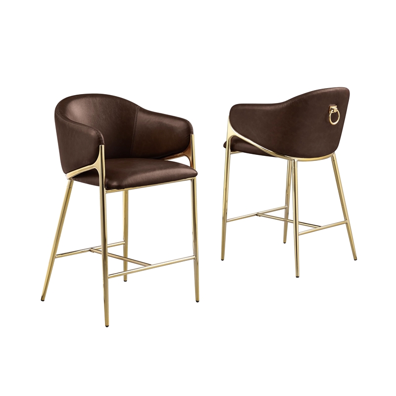 Best Quality Furniture Leathaire Counter Stools with Gold Iron Chrome Base
