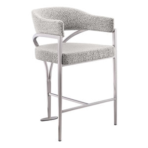 Best Quality Furniture Boucle Fabric Bar Stool with Silver Iron Chrome Base