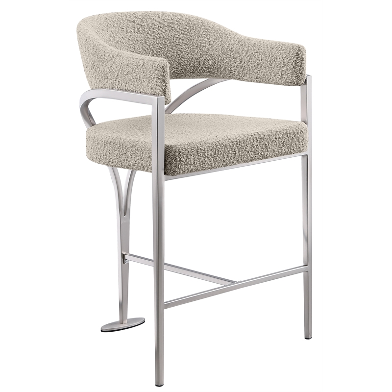 Best Quality Furniture Boucle Fabric Bar Stool with Silver Iron Chrome Base