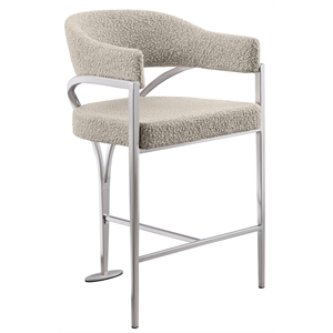 Best Quality Furniture Boucle Fabric Bar Stool with Silver Iron Chrome Base
