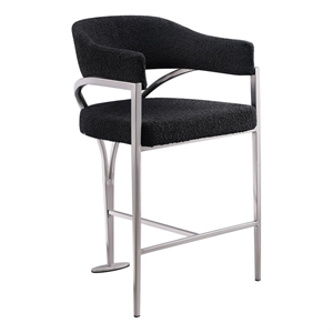 Best Quality Furniture Boucle Fabric Bar Stool with Silver Iron Chrome Base