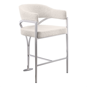 Best Quality Furniture Boucle Fabric Bar Stool with Gold Iron Chrome Base