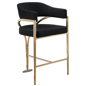 Best Quality Furniture Boucle Fabric Bar Stool with Gold Iron Chrome Base