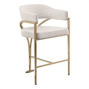 Best Quality Furniture Boucle Fabric Bar Stool with Gold Iron Chrome Base