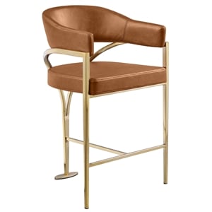 Best Quality Furniture Leathaire Bar Stool with Gold Iron Chrome Base