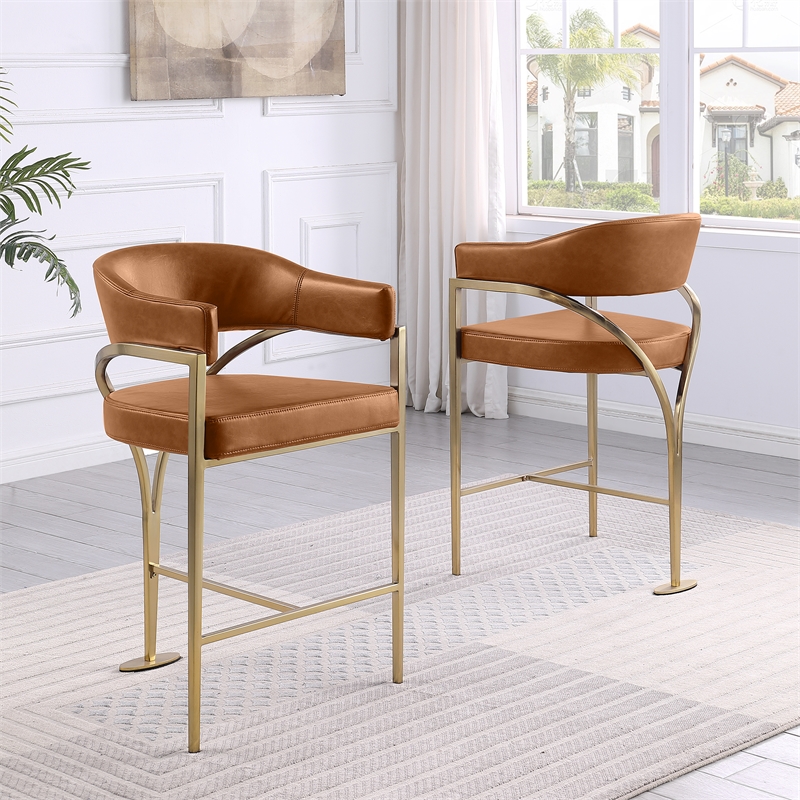 Best Quality Furniture Leathaire Bar Stool with Gold Iron Chrome Base