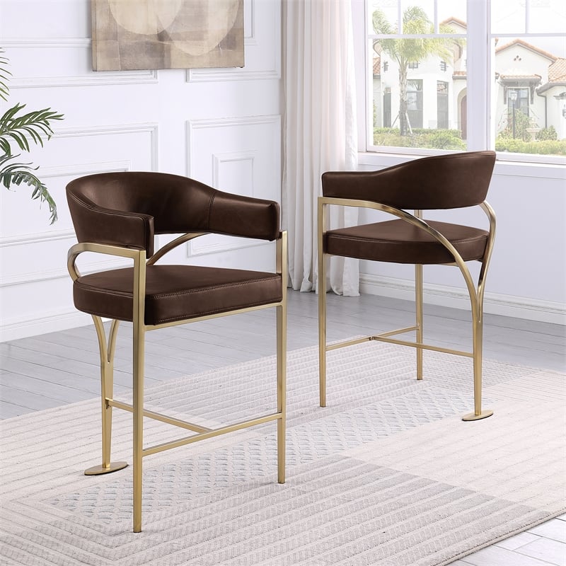 Best Quality Furniture Leathaire Bar Stool with Gold Iron Chrome Base
