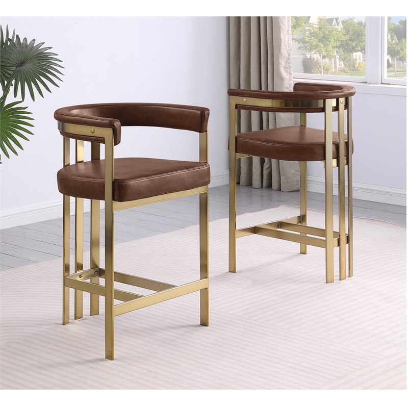 Best Quality Furniture Leathaire Bar Stool with Gold Iron Chrome Base