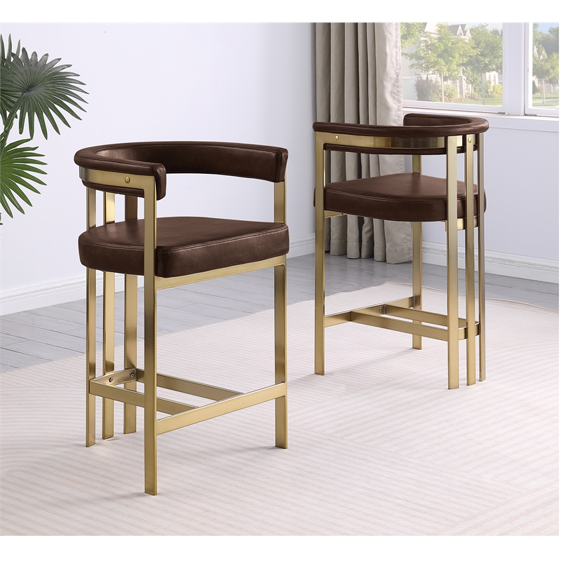 Best Quality Furniture Leathaire Bar Stool with Gold Iron Chrome Base