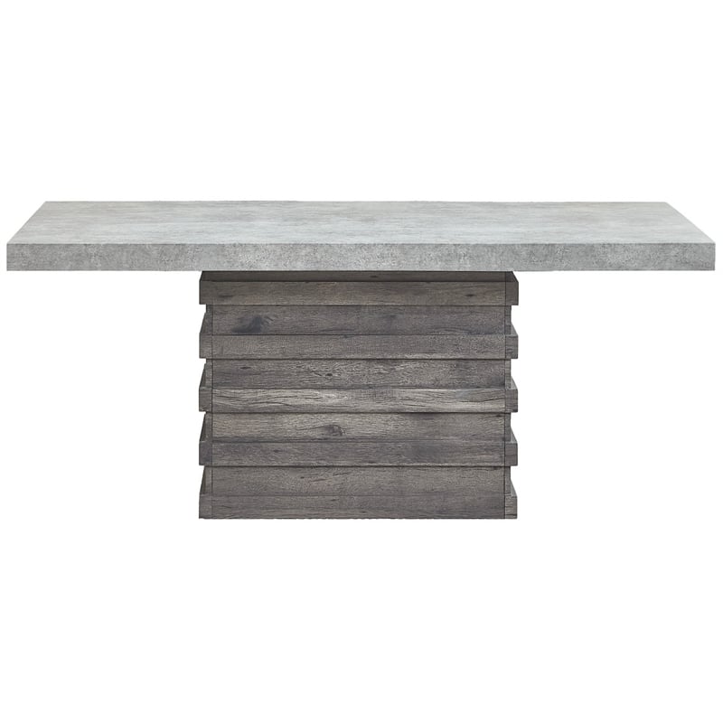 Best Quality Furniture Rustic Modern Gray Wood Dining Table with Pedestal Base
