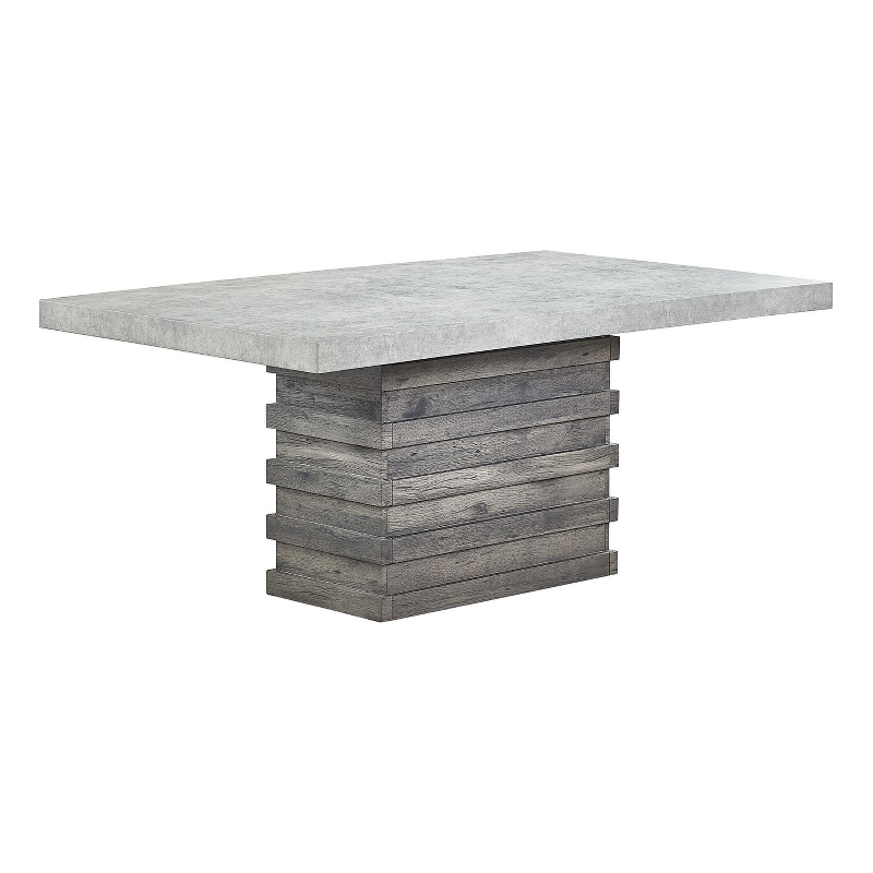 Best Quality Furniture Rustic Modern Gray Wood Dining Table with Pedestal Base