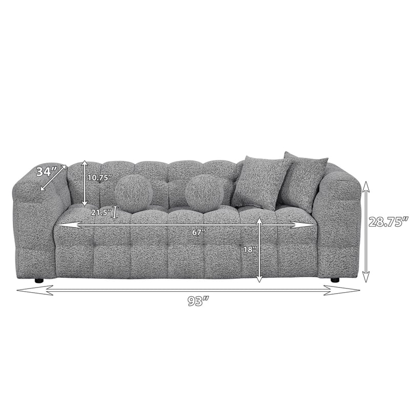 Best Quality Furniture 2pc Sofa & Loveseat Set in Rich Gray Boucle Fabric