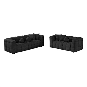 Best Quality Furniture 2pc Sofa & Loveseat Set in Black Boucle Fabric
