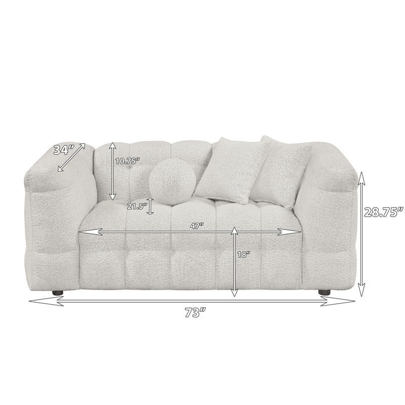 Best Quality Furniture 2pc Sofa & Loveseat Set in Cream Boucle Fabric