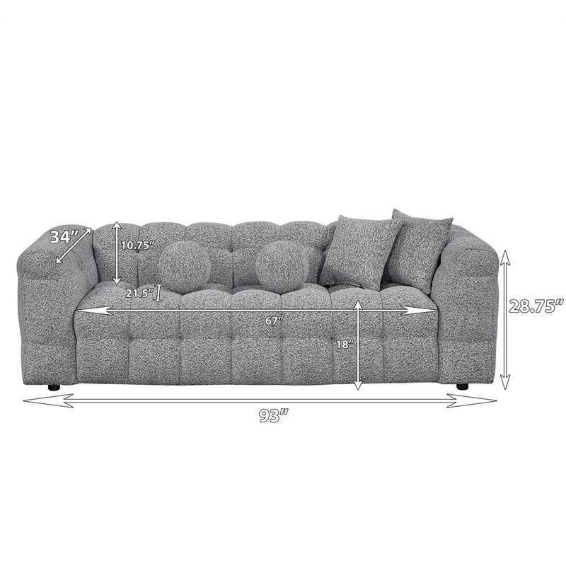 Best Quality Furniture 3 Seater Sofa in Rich Gray Boucle Fabric