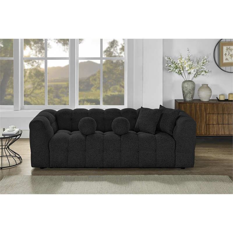 Best Quality Furniture 3 Seater Sofa in Black Boucle Fabric