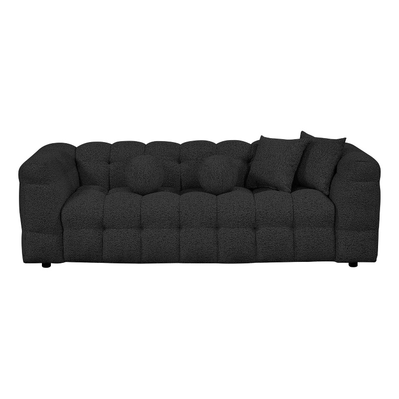 Best Quality Furniture 3 Seater Sofa in Black Boucle Fabric