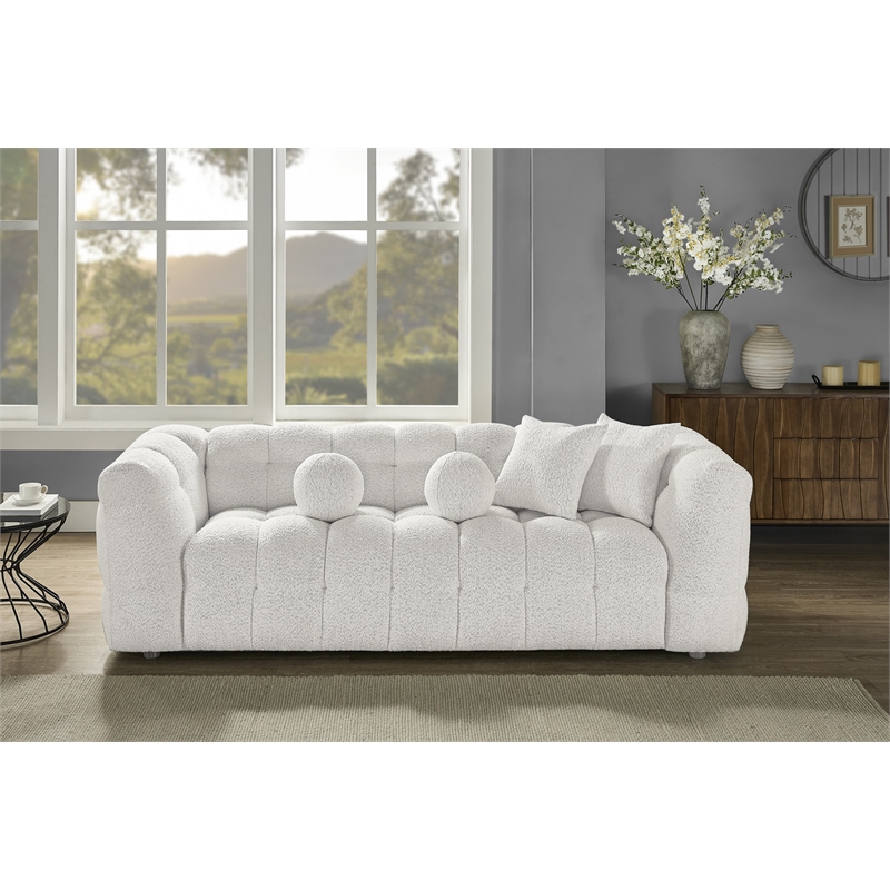 Best Quality Furniture 3 Seater Sofa in Cream Boucle Fabric