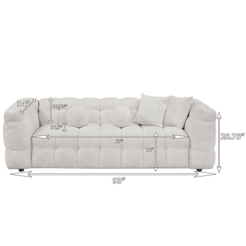 Best Quality Furniture 3 Seater Sofa in Cream Boucle Fabric