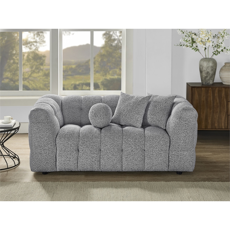 Best Quality Furniture 2 Seater Loveseat in Rich Gray Boucle Fabric