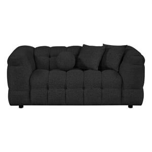 Best Quality Furniture 2 Seater Loveseat in Black Boucle Fabric