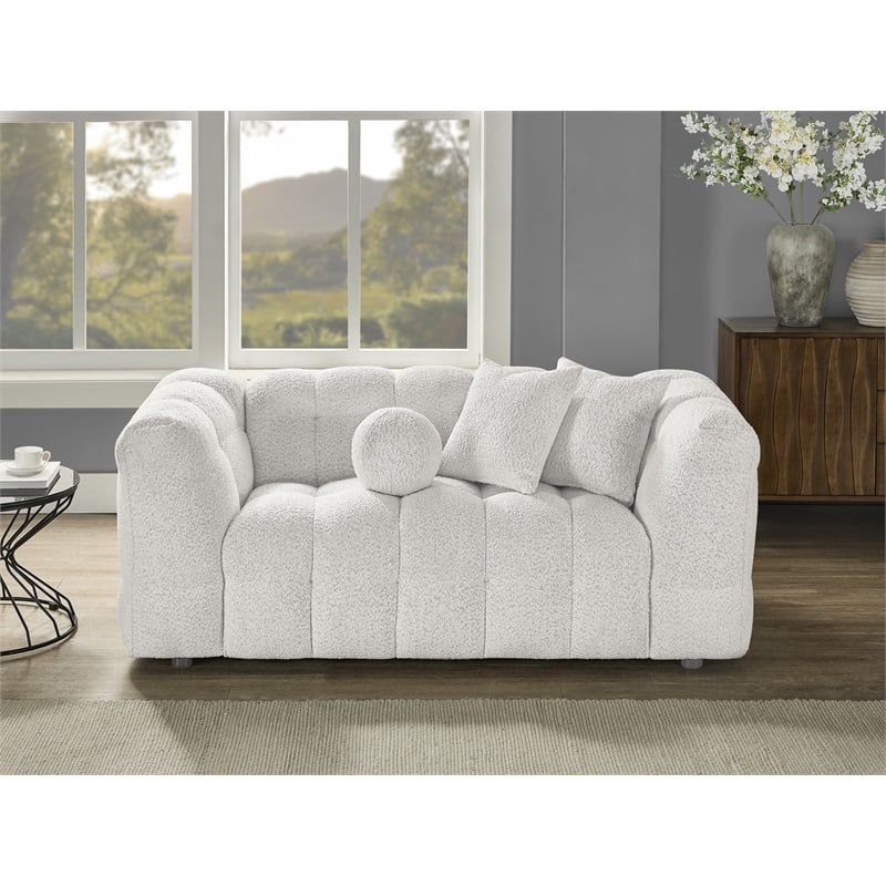 Best Quality Furniture 2 Seater Loveseat in Cream Boucle Fabric