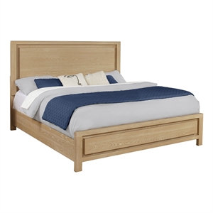 Best Quality Furniture Light Brown Oak Wood Panel Bed in Queen Size