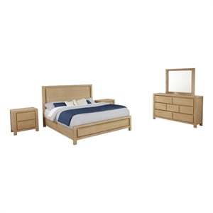 Best Quality Furniture Light Brown Oak Wood Bedroom Set with Charging Station