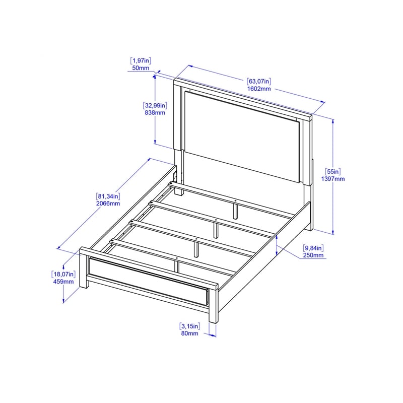 Best Quality Furniture Light Brown Oak Wood Bedroom Set with Charging Station