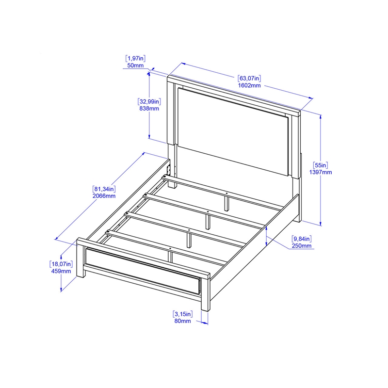 Best Quality Furniture Light Brown Oak Wood Bedroom Set with Charging Station