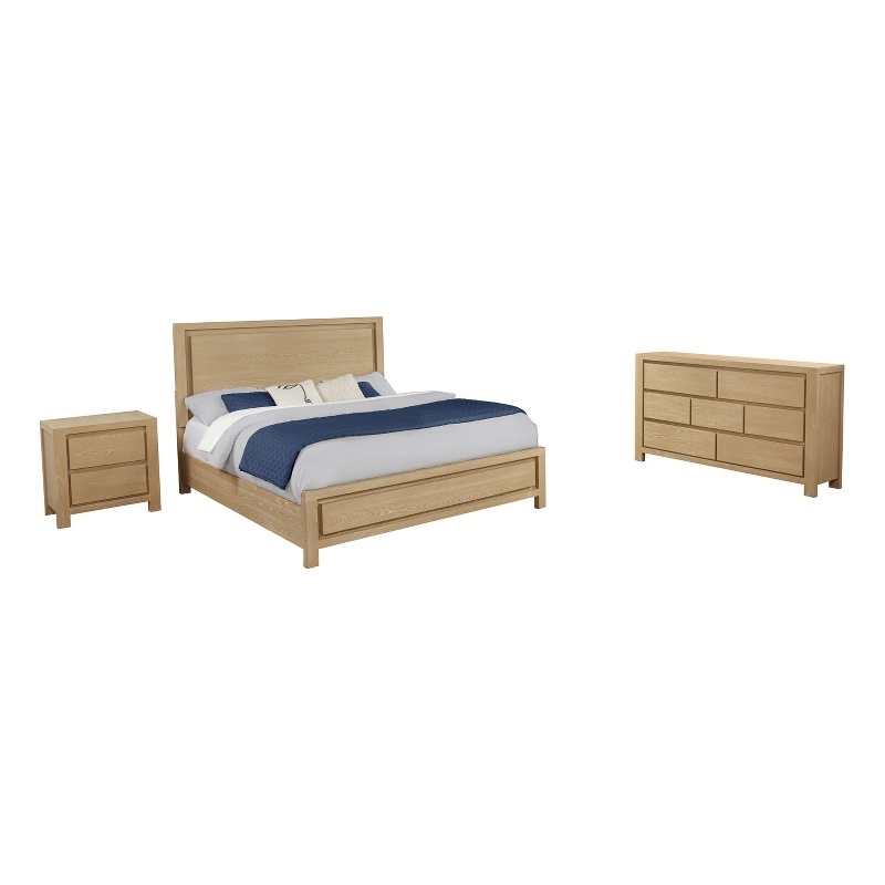 Best Quality Furniture Light Brown Oak Wood Bedroom Set with Charging Station
