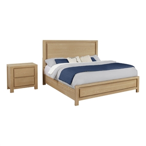 Best Quality Furniture Light Brown Oak Wood Bedroom Set with Charging Station