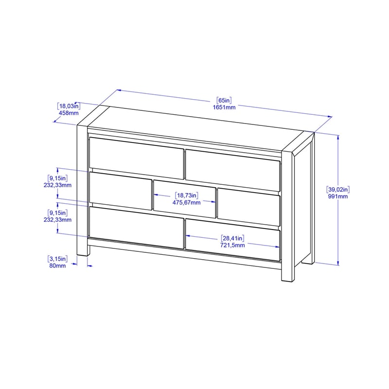 Best Quality Furniture Light Brown Oak Wood Dresser with Mirror
