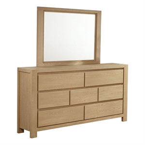 Best Quality Furniture Light Brown Oak Wood Dresser with Mirror