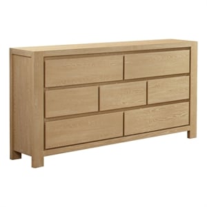 Best Quality Furniture Light Brown Oak Wood 7 Drawer Dresser