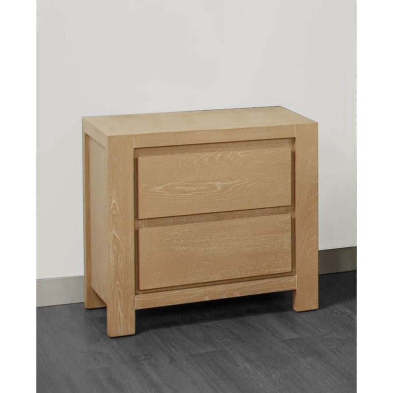 Best Quality Furniture Light Brown Oak Wood Nightstand with Charging Station