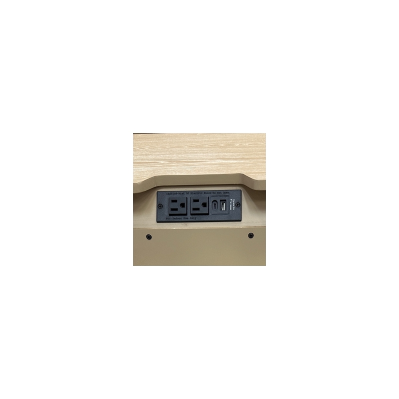 Best Quality Furniture Light Brown Oak Wood Nightstand with Charging Station