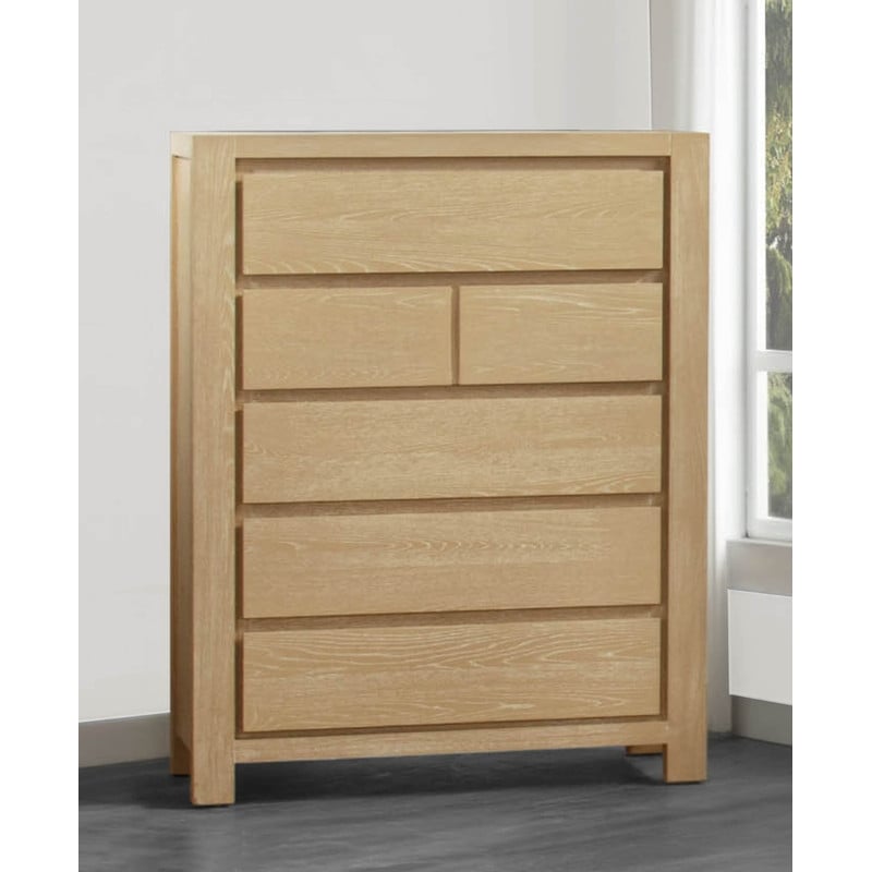 Best Quality Furniture Light Brown Oak Wood 6 Drawer Chest