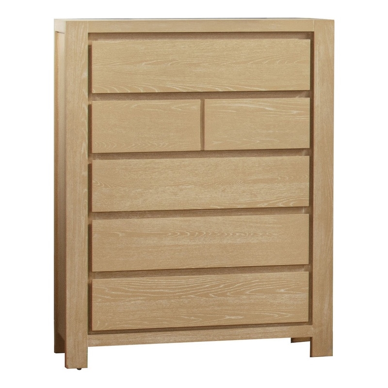 Best Quality Furniture Light Brown Oak Wood 6 Drawer Chest