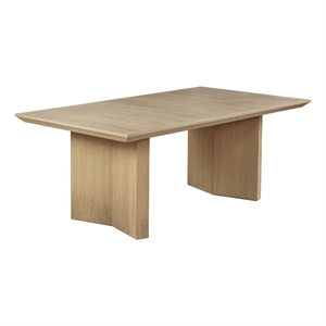 Best Quality Furniture Light Brown Oak Wood Dining Table w Double Pedestal Base