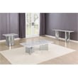 Best Quality Furniture 3pc White Marble Coffee Table Set with Stainless Steel