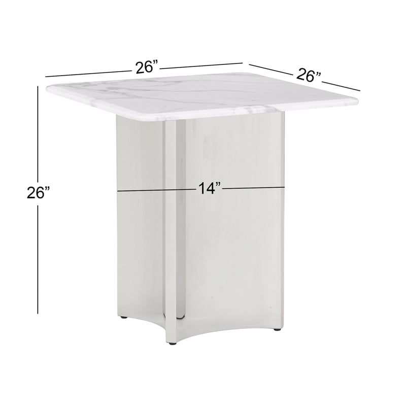Best Quality Furniture 3pc White Marble Coffee Table Set with Stainless Steel