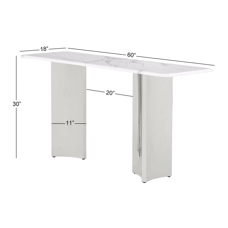Best Quality Furniture 3pc White Marble Coffee Table Set with Stainless Steel