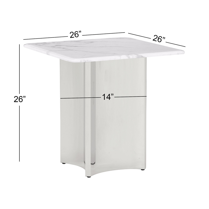 Best Quality Furniture 3pc White Marble Coffee Table Set with Stainless Steel