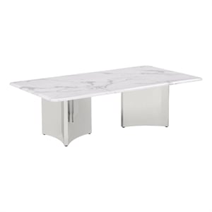 Best Quality Furniture White Marble Coffee Table with Stainless Steel Base