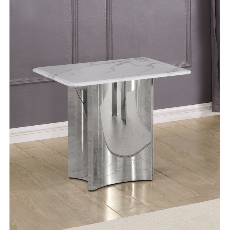 Best Quality Furniture White Marble End Table with Stainless Steel Base