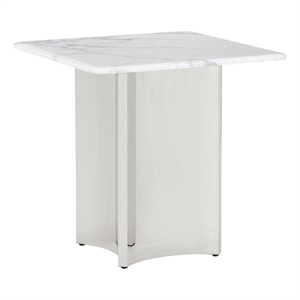 Best Quality Furniture White Marble End Table with Stainless Steel Base