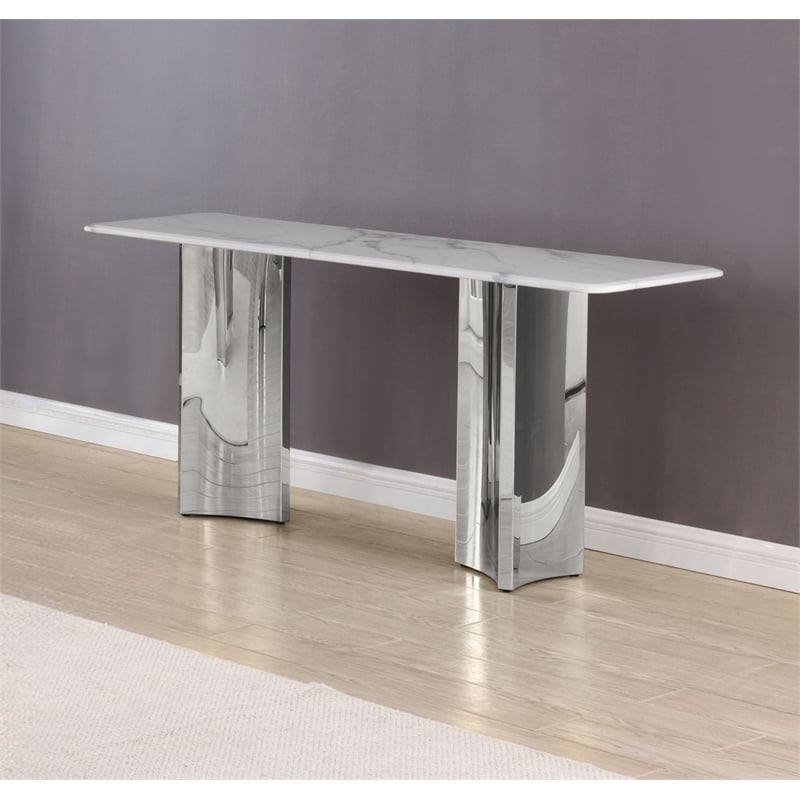 Best Quality Furniture White Marble Console Table with Stainless Steel Base